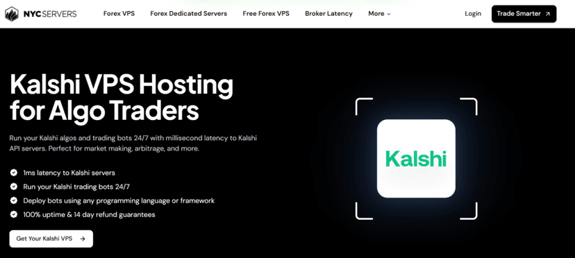 Kalshi VPS hosting interface for US-based prediction market trading infrastructure