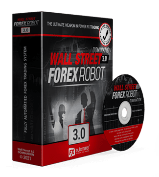 WallStreet Forex Robot 3.0 Domination product box by FXautomater with backtest results verification badge