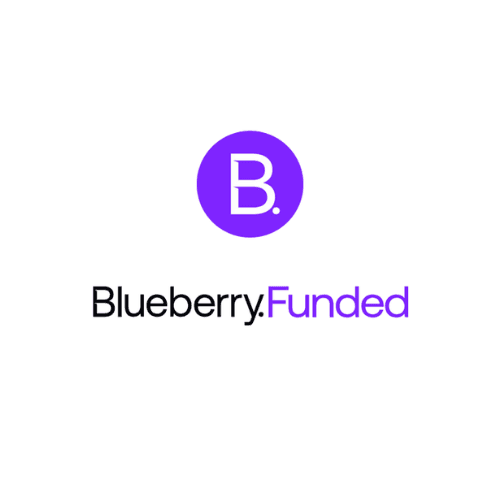 Blueberry Funded prop firm logo with signature purple branding, ASIC-regulated broker-backed funded trading