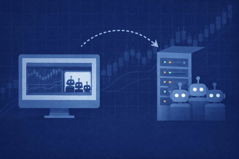 Step by step move of a trading platform and its bots onto a remote server