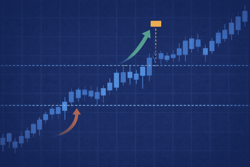 Breakout diagram showing a buy-stop pending order above resistance and support below price